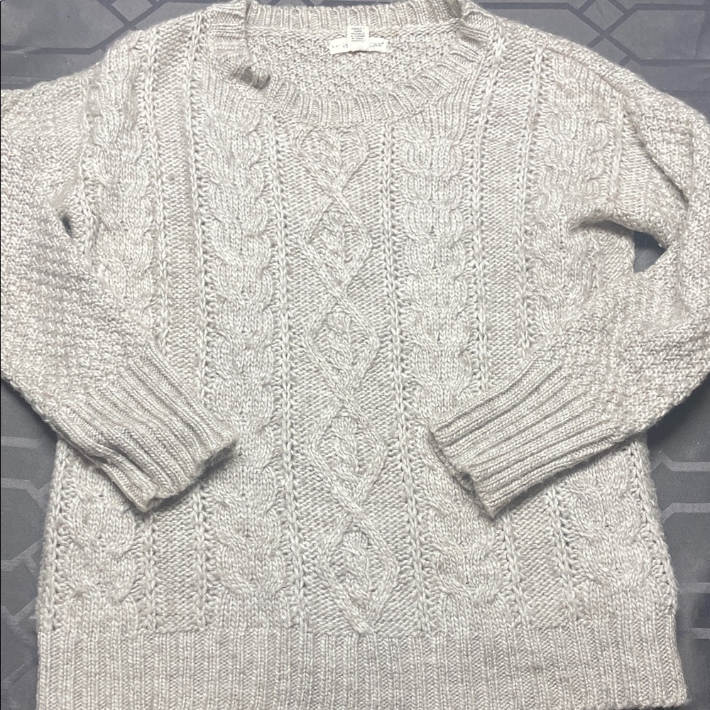 if it were me Light Gray Cable Knit Sweater
